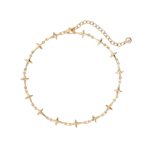 MEVECCO Anklet for Women Gold Chain 14K Gold Plated Dainty Boho Beach Summer Simple Foot Jewelry Ankle Bracelet - style: Cross