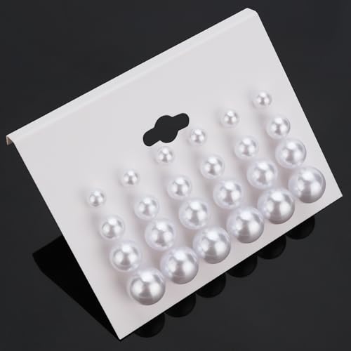 20 Pairs Stud Earrings Jewelry Set for Women Simulated Pearl Crystal CZ Set | Hypoallergenic, Trendy Bridal, Suitable for Weddings Birthdays Christmas Valentine's Day Gift Anniversary Mother's Day - color: 12 Pairs Earrings