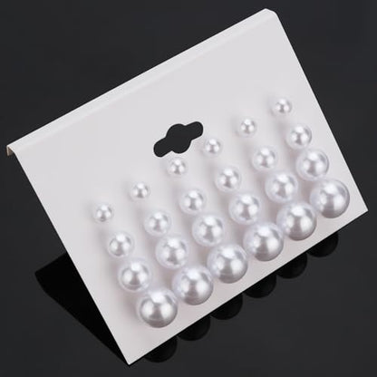 20 Pairs Stud Earrings Jewelry Set for Women Simulated Pearl Crystal CZ Set | Hypoallergenic, Trendy Bridal, Suitable for Weddings Birthdays Christmas Valentine's Day Gift Anniversary Mother's Day - color: 12 Pairs Earrings