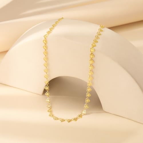 Robaice Necklaces for Women, 14K Gold/Silver Plated Chain Necklace | Dainty Paperclip Cuban Chain, Choker Necklace for Women, Non Tarnish Jewelry Gifts Trendy - color: Gold Heart Chain