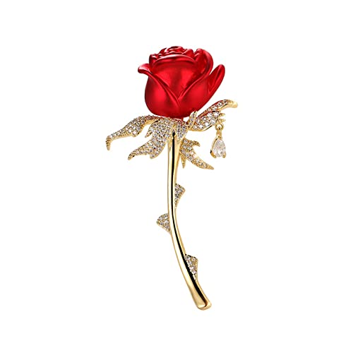 Red Rose Flower Brooches and Pins for Women Costume Jewelry Brooch Pins Broches Jewelry for Women Elegant Lady Pin - style: Red Rose