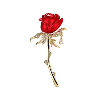 Red Rose Flower Brooches and Pins for Women Costume Jewelry Brooch Pins Broches Jewelry for Women Elegant Lady Pin - style: Red Rose