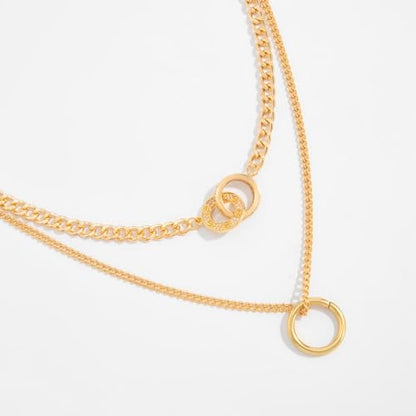 Gold Layered Necklace for Women Chunky Stacked Chain Link Paperclip Evil Eye Necklace Trendy Punk Jewelry - color: W-GoldD