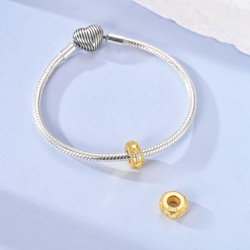 2pcs Stopper Spacer Beads for Pandora Bracelets, Sterling Silver Cross Ladybug Clip Spacer Charms For Bracelet DIY Jewelry Gift - color: Cross&Heart