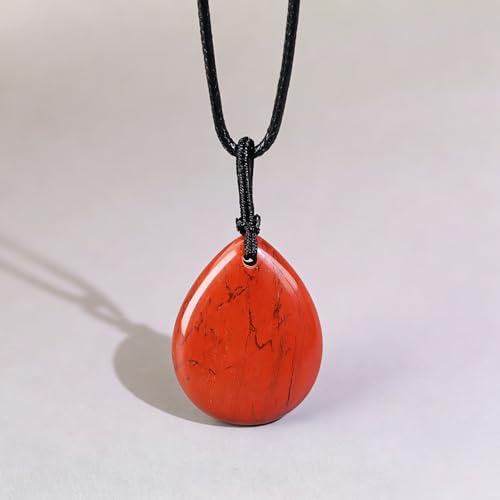 Teardrop Gemstone Necklaces for Women, Healing Crystal Pendant Necklace Birthstone Jewelry for Women - color: Red Jasper