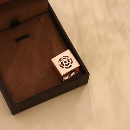 Dainty Square Silk Scarf Ring Brooch for Women Girls Fashion Geometric Rose Flower Carved Shawl Scarves Buckle Wrap Clasp Clip Rings Brooches Fashion Dress Accessories Jewelry - color: Rose Gold-Tone