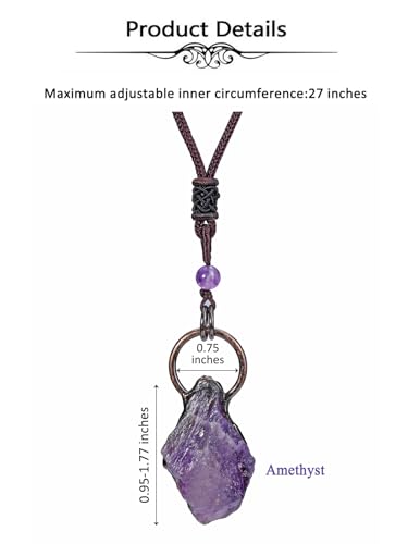 Top Plaza Raw Amethyst Necklaces for Women Healing Crystal Stone Retro Irregular Amethyst Cluster Pendant Necklaces Natural Gemstone Purple Necklace Spiritual Jewelry Gifts - color: Amethyst