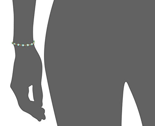 Women's Charm Enamel Evil Eye Protection Link Chain Bracelet - color: Gold,Turquoise