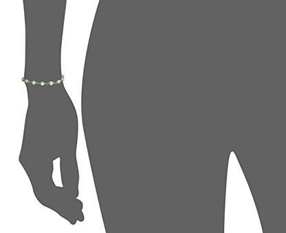 Women's Charm Enamel Evil Eye Protection Link Chain Bracelet - color: Gold,Turquoise