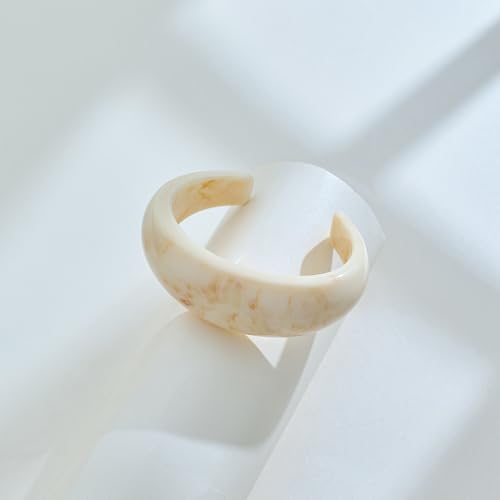 Chunky Acrylic Bangles Bracelets For Women Geometric Acrylic Resin Acetate Mottled Wide Bangle Bracelet Statement Colorful Bangles for Party - color: Cuff Bangle-Beige