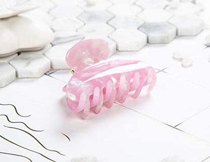 Handmade Celluloid Acetate French Design Barrettes Tortoise Shell Claws Hair Claw Luxury Fashion Accessories Hair Clip for Women (Pink) - color: Pink