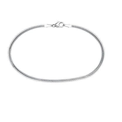 Savlano 925 Sterling Silver 2MM Diamond Cut Flexible Oval Snake Chain Anklet for Women Comes in 9"-10" inches with Gift Box - Made in Italy