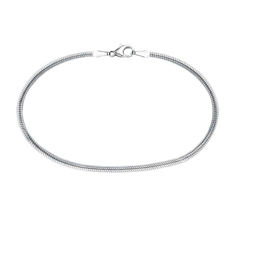 Savlano 925 Sterling Silver 2MM Diamond Cut Flexible Oval Snake Chain Anklet for Women Comes in 9"-10" inches with Gift Box - Made in Italy