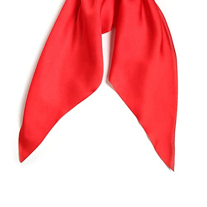 3PCS Hair Scarf Scruncheis for Women Knotted Bow Hair Ties Elastic Bands Satin Hair Ribbon Scrunchy Red Ponytail Holder for Women and Girls (Red Yellow Blue) - color: Red Yellow Blue