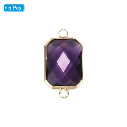 PATIKIL Birthstone Connector Link, Diamond Clear Charm Links, Glass Jewelry Findings Crystal Bead Link for Drop Dangle Pendants Necklace Bracelet Earring - color: Purple