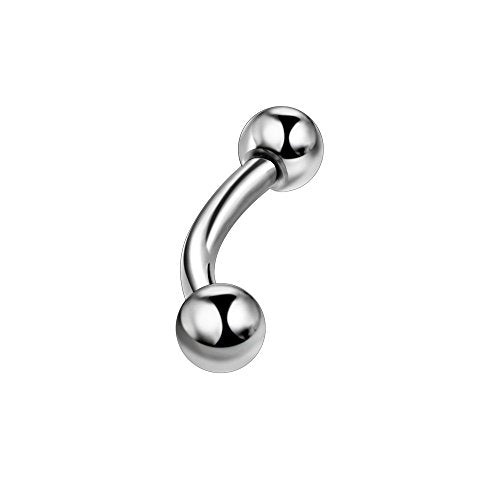 Pierced Owl - 316L Stainless Steel 12-00GA Large Gauge Internally Threaded Curved Barbell - style: 12GA / 12mm Length / 5mm Ball Size