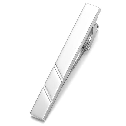HONEY BEAR 1.97" 2.12" 2.36" Standard Tie Clip for Men Business Wedding | Classic Minimalist, Steel-Plated Copper Base, Gift-Boxed, Thickened, Rounded Corners, Easy to Slide On, No Snag or Wrinkle - style: Shinny Silver 5cm