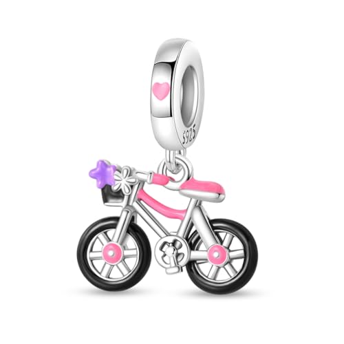 925 Silver Charm for Bracelets Animal Pet Insect Series Women Jewelry Gift - color: Black bicycle