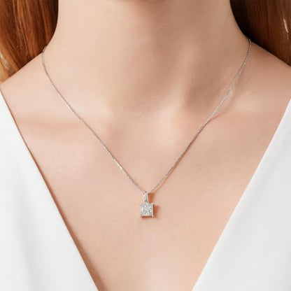Savlano 925 Sterling Silver Moissanite Pendant Necklace, 6MM,8MM Round, Princess & Heart Cut 0.8–2CT D Color, with 18" Box Chain for Women – Comes with A GRA Certificate – Made in Italy - style: 1.2ct 6mm Princess Cut