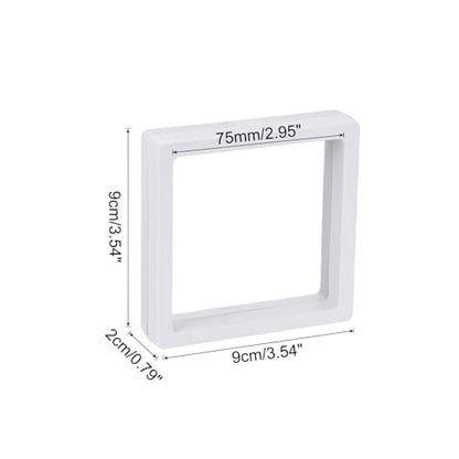 MECCANIXITY Floating Frame Display Holder Stand 3D Jewelry Display Boxs 3.54 x 3.54 x 0.79 Inch White for Ring Necklace Bracelet Earring Pack of 2 - color: White, size: 3.54 x 3.54 x 0.79 inch