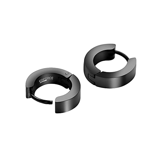 Small Huggie Hoop Earrings for Women - color: Black