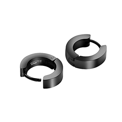 Small Huggie Hoop Earrings for Women - color: Black