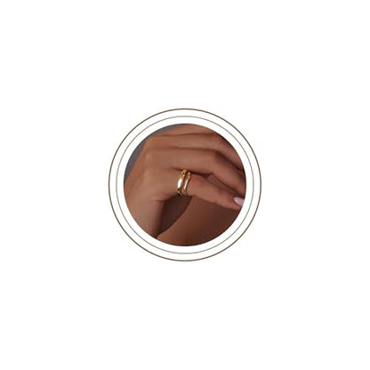 Gold Rings for Women Men Non Tarnish, Waterproof Chunky 14K Gold Plated Dainty Stackable Rings Trendy Statement Pinky Thumb Rings Engagement Eternity Wedding Band Ring Stacking Gold Jewelry Size 3 4 5 6 7 8 9 10 11 - color: Gold, size: 3.5