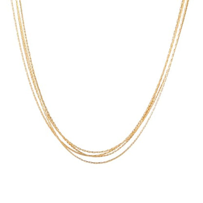 18K Gold Plated Layered Herringbone Necklaces for Women Dainty Layering Beaded Snake Chain Choker Moon Coin Pendant Necklace Trendy Stainless Steel Jewelry - color: Four Wire-Gold