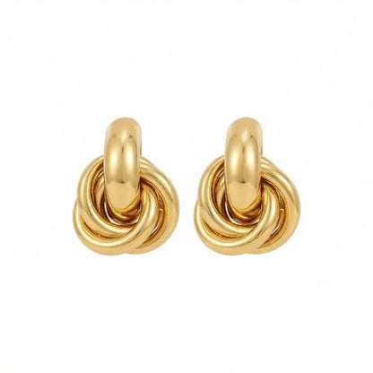 Jean Beau Chunky Gold Stud Earrings for Women Trendy Gold Plated Dangle Drop Prom Birthday Fashion Office Jewelry Gift - color: Chunky Knot