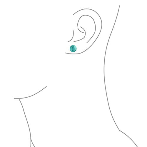 Classic Birthstones Gemstone 10MM Ball Stud Earrings .925 Sterling Silver - color: Aqua Turquoise