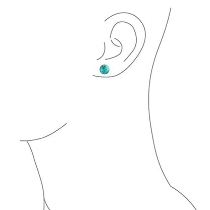 Classic Birthstones Gemstone 10MM Ball Stud Earrings .925 Sterling Silver - color: Aqua Turquoise