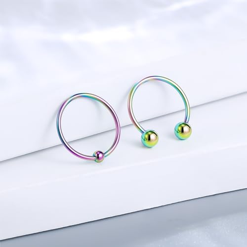 12G & 16G Septum Rings - Surgical Steel Septum Piercing Jewelry Horseshoe & Snake Bite Rings, Daith Rook Earrings for Women & Men - color: 20G 10MM