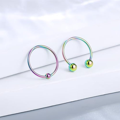 12G & 16G Septum Rings - Surgical Steel Septum Piercing Jewelry Horseshoe & Snake Bite Rings, Daith Rook Earrings for Women & Men - color: 20G 10MM