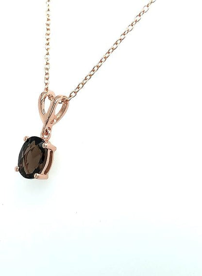 LE VIAN Gemstone Oval Pendant Necklace for Women in 14K Rose Gold Plated 925 Sterling Silver on 18 Inch Chain with Spring Ring Clasp 8 x 6 mm Morganite, Garnet, Amethyst, Citrine, Smoky Quartz, Opal