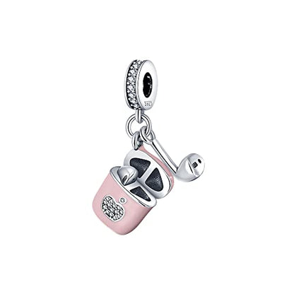 Pandach 925 Sterling Silver Charms Beads for Bracelets and Necklaces Butterfly and Headphones Pendants Clover Charms Jewelry Gift for Women - style: A-Pink Headphone Charm