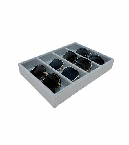 Sunglasses Eyewear Watch Tray Gray Velvet Stackable Organizer Premium Quality Jewelry Storage Multi Function Hallway Orgnization Drawer Divider - size: Glasses Tray