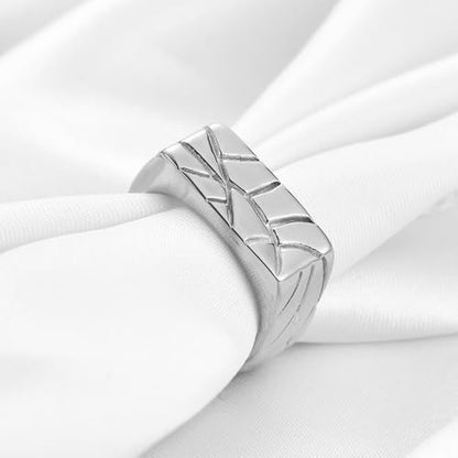 PCY Stainless Steel Gold Plated Men Women Band Ring - color: 8mm Silver FX