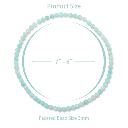 Healing Crystal Bracelet Clear Quartz Faceted Beaded Bracelets for Women Men 3mm Natural Stone Adjustable Handmade Stretch Bracelet Reiki Spiritual Jewelry Fashion Gifts - color: Amazonite
