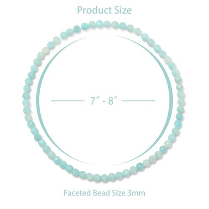 Healing Crystal Bracelet Clear Quartz Faceted Beaded Bracelets for Women Men 3mm Natural Stone Adjustable Handmade Stretch Bracelet Reiki Spiritual Jewelry Fashion Gifts - color: Amazonite