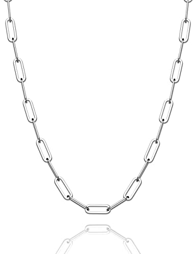 925 Sterling Silver Paperclip Chain 3mm 4mm 5mm 6mm 7mm Necklace for Women Men Diamond Cut Silver Necklace Chain 16-30 Inches - color: Silver, size: 18, style: 3mm