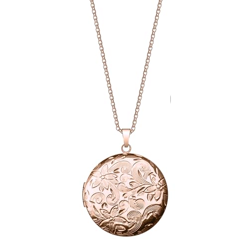 Locket Necklace for Women Girls, 18” Jewelry Chain, Picture Photo Inside, Cadenas para mujer, Personalized Custom Name Gold Locket, Customized Couples Locket, Silver, Rose Gold, Gold - color: Rose Gold, style: Locket Only