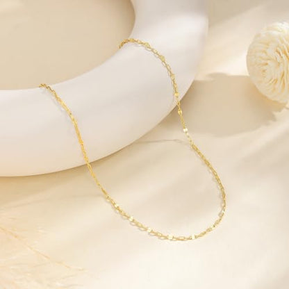 Robaice Necklaces for Women, 14K Gold/Silver Plated Chain Necklace | Dainty Paperclip Cuban Chain, Choker Necklace for Women, Non Tarnish Jewelry Gifts Trendy - color: Gold Paperclip Chain