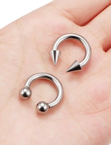 ASTM F136 Titanium 20/18/16/14/12/8/6/4/2g Internally Threaded Horseshoe Nose Septum Ring Gauge Earrings Lip Rings Prince Albert Jewelry Hoop Piercings for Women Men - size: 8g*12mm