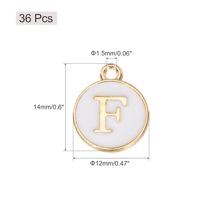 MECCANIXITY Pendants Letter Charm Initial Charm Double Sided Alphabet for DIY Necklace Bracelet Earrings Jewelry Making - style: F