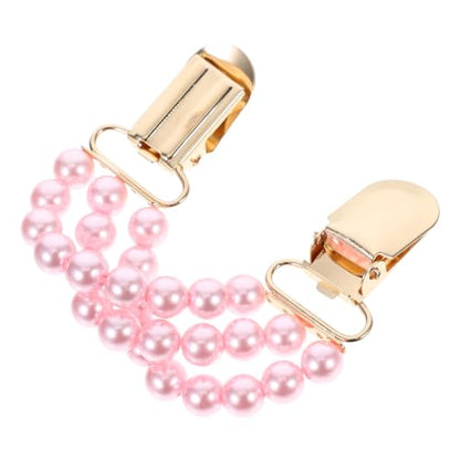 Holibanna Elegant Pink Faux Pearl Sweater Pin for Women, Metal Retro Cardigan Collar Clips with Versatile Use to Hold Sweaters and Shawls Together, for Evening Events and Parties