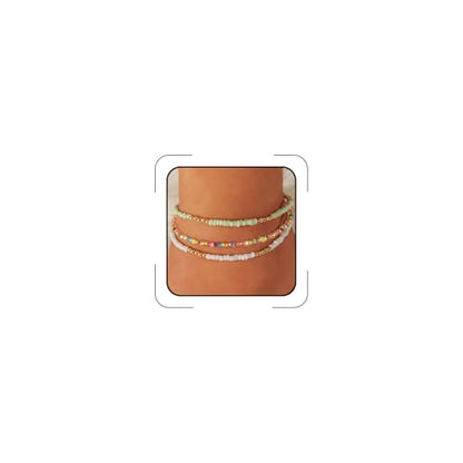 Starfish Mermaid Anklets Bracelets for Women Waterproof Gold Beaded Seashell Starfish Anklets Bohemian Summer Surf Stackable Anklet Bracelet Hawaiian Mermaid Jewelry Outfits for Women - style: 3PCS Bead