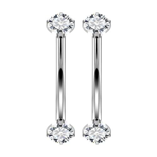 16G Astm F136 Titanium Eyebrow Piercing Jewelry Curved Barbell Eyebrow Ring Vertical Labret Lip Jewelry Daith Rook Earrings Navel Small Belly Button Ring Piercing Jewelry for Women Men CZ - style: 16G, 10MM Length, Clear CZ