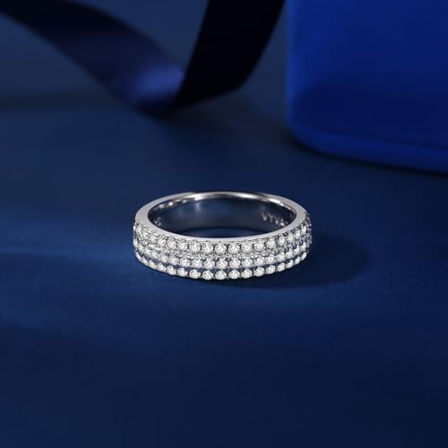 Moissanite Eternity Ring for Women Round Cut D Color VVS1 Moissanite Wedding Band, S925 Sterling Silver 18K White Gold Plated Promise Engagement Rings for Women - style: 0.65CTTW Half Eternity Band