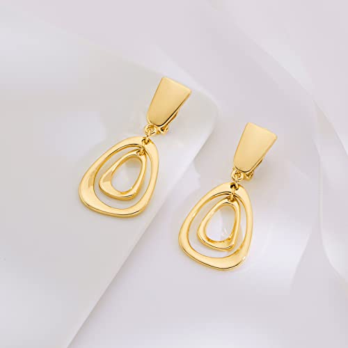 Matte Gold Silver Large Clip On Earrings for Women Statement Earrings - color: Color A