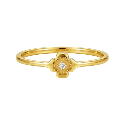 1mm CZ Clover Rings for Women | 18k Gold Plated Titanium Cubic Zirconia Minimalist Fashion Dainty Ring - color: Gold